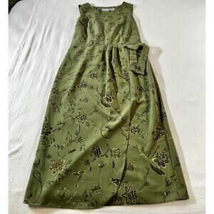 Kathie Lee Collection Sleeveless Sheath Green Floral Faux Wrap Dress US 12